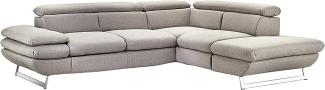 Mivano Ecksofa Prestige, Modernes Bettsofa in L-Form mit Ottomane und Schlaffunktion, Kopfteile und Armteil verstellbar, 265 x 74 x 223, Strukturstoff, grau