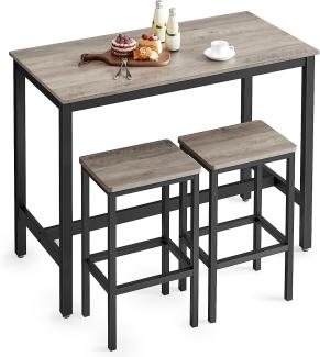 Vasagle Bartisch-Set, Stehtisch mit 2 Barhockern, Küchentresen mit Barstühlen, Küchentisch und Küchenstühle im Industrie-Design, für Küche, 120 x 60 x 90 cm, greige-schwarz von Songmics LBT015B02