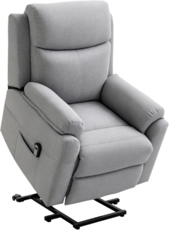 HOMCOM Relaxsessel Fernsehsessel mit Aufstehhilfe Elektrisch mit Liegefunktion, 1 Motor (TV Sessel, 1-St, Ruhesessel), mit Fernbedienung, Leinenoptik für Wohnzimmer, Grau