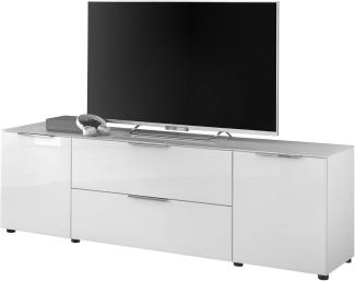 Stella Trading TV-Lowboard Santorin in Weiß, TV - TV Schrank für TV bis 65 Zoll mit viel Stauraum für Ihr Wohnzimmer - 180 x 55 x 40 cm (B/H/T)