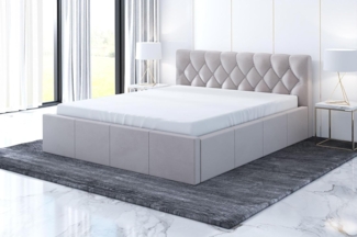 Polsterbett VOG 120x200 mit Matratze, Bettkasten und Lattenrost. Farbe: Beige 2