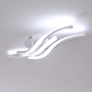 Comely LED-Deckenleuchte, kreative Wellenform-Deckenlampe, 24W, 2700lm, modernes Design, lang 520 mm, kaltweißes Licht 6500K, energieeffizient, einfache Montage für Wohnzimmer, Schlafzimmer, Küche