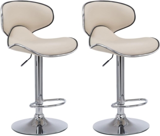 2er Set Barhocker Las Vegas V2 Kunstleder chrom, creme