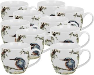 DUO ANIMALS Becher 460 ml PAINTED KINGFISHER in Tragetasche, New Bone China Porzellan