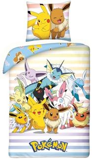 Pokémon Bettwäsche Set aus Mikrofaser Bettdeckenbezug 135 × 200 cm mit 80 × 80 cm Kissenbezug