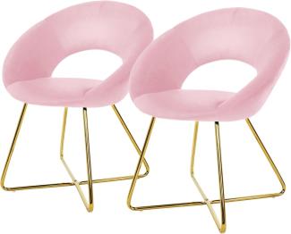 ML-DESIGN Stuhl Samtstuhl Esszimmerstuhl & Wohnzimmerstuhl mit goldenen Metallbeinen (2 St), Design Lounge Polsterstuhl 2er Set Clubsessel Esstisch Samt Rosa