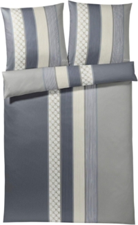 JOOP! Bettwäsche Cornflower Stripes 4069 09 Deep Coal Mako Satin 200 x 200 + 2x 80 x 80 cm