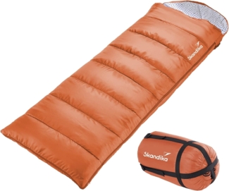 Skandika Schlafsack Iceland Cayenne Reißverschluss links, Deckenschlafsack für Erwachsene, koppelbar, 3-Jahreszeiten, bis -10° C, Packsack, Camping, Inn-/Outdoor