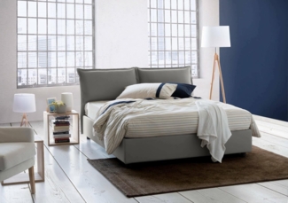 Talamo Italia - Doppelbett Deborah, Containerbett mit Stoffbespannung, 100% Made in Italy, Frontöffnung, passend für Matratze 160x190 cm, Grau