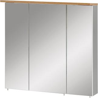 Schildmeyer Padua Spiegelschrank 148838, Platingrau/Eiche Landhaus Dekor, 70,5 x 16 x 72,3 cm (B/T/H)