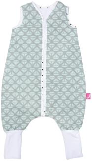 Babyschlafsack aus Baumwolle mit Beinen gefüttert von Motherhood - kuscheliger Babyschlafsack Öko Tex Standard TOG 2, Größe: 1,5-2,5 Jahre, Schiffe mintgrün