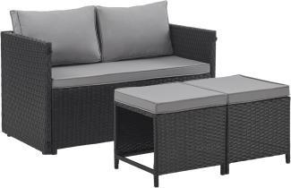 SVITA Gartenlounge-Set ATHINA, (Lounge-Set, Polyrattan), Platzsparend, Tisch und Sofa in einem, Schwarz