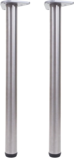 2er-Set Tischbein HWC-H36, für Schreibtisch Esstischfuß Tischgestell, 73cm Edelstahl-Optik