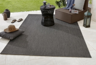 NORTHRUGS In- und Outdoor Teppich Match 240x340 cm - Wetterfest Modern Plain Allover Unifarben Design Teppich für Balkon Terrasse Garten Wintergarten Wohnzimmerteppich Wasserfest in Anthrazit