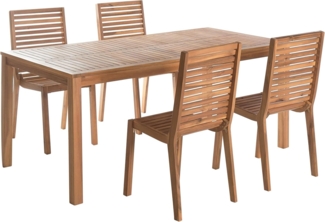 Gartenmöbel Set 4-Sitzer OMBRIANO zertifiziertes Akazienholz Hellbraun