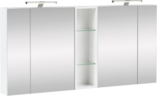 Schildmeyer Doppelspiegelschrank Roma 701979, weiß Glanz, 141,6 x 16 x 76,7 cm