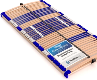 stabiler Lattenrost 100% BUCHE Lattenrahmen - nicht verstellbar, starr - SCHULTERFRÄSUNG, 7 Zonen, 44 Federleisten, Härte-Regulierung, Mittelgurt - FIX COMFORT 44® - fertig montiert (140x200 cm)