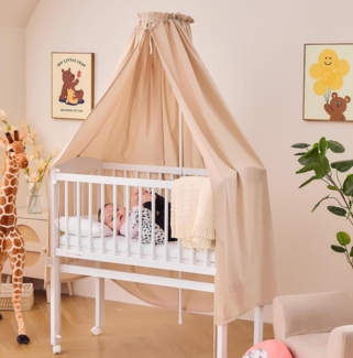 Alavya Home® Betthimmel Babybetthimmel mit Himmelstange Baldachin Insektenschutz für Babybett (2-tlg), Komplett-Set 100% Bio-Baumwolle, GOTS-geprüft, 150x240 cm