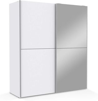 Möbel-Eins WALUNA Schwebetürenschrank mit Spiegel, Material Dekorspanplatte weiss