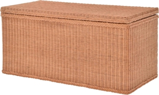 Krines Home Truhe Große Rattantruhe MAX Wäschetruhe mit Deckel Natur Rattan Truhe, Aufbewahrung XXL 115x55x55cm