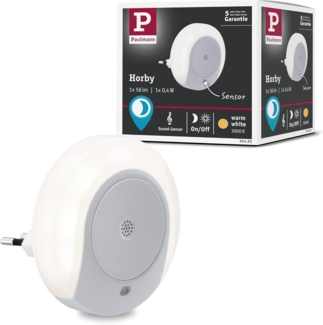 Paulmann 92495 Stecker Nachtlicht Horby rund Weiß mit Dämmerungs- und Geräuschsensor