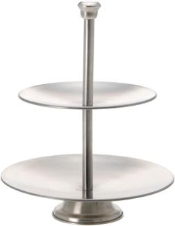 Etagere aus rostfreiem Stahl, 2 Stufen für Kuchen, Torten, Früchte.