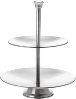 Etagere aus rostfreiem Stahl, 2 Stufen für Kuchen, Torten, Früchte.