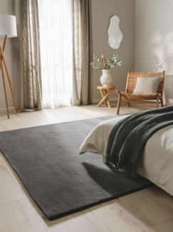 benuta Wollteppich Bent, rechteckig, Höhe: 6 mm, 100% Wolle, handgetuftet, Uni, Natural Living, Wohnzimmer