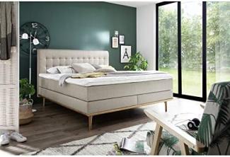 Boxspringbett H2/H3 180x200 cm MASSELLO, Härtegrad: H2/H3, Beige / Creme