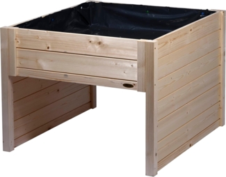 dobar® Große Mähroboter-Garage aus Holz mit Pflanzkasten inkl. Folie - Rasenmäher Garage - 79 x 73 x 56 cm - Natur