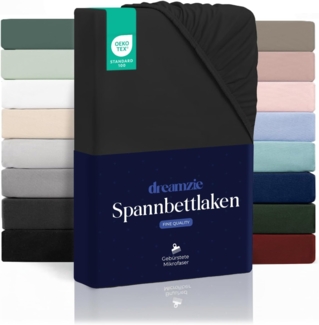 Dreamzie - Spannbettlaken 80x200 | Mikrofaser Weich – Für Dicke Matratzen – Oeko-Tex | Komfort, Atmungsaktivität, Pflegeleicht – Schwarz