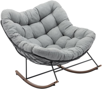 Vente-unique - Gartenschaukelsessel - Stahl - Schwarz & graues Kissen - LIZARO von MYLIA