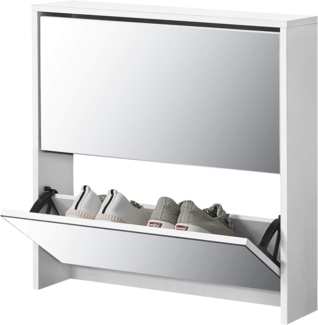 en.casa Schuhschrank Lund 67 x 63 x 17 cm mit 2 Türen Weiß