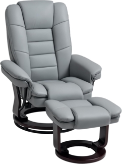 HOMCOM Relaxsessel mit Hocker 360°Drehbarer Fernsehsessel mit Liegefunktion (TV-Sessel, 1-St, Ruhesessel), bis 130 kg belastbar für Wohnzimmer Kunstleder, Grau