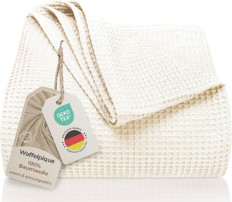 Laynenburg Tagesdecke LAYNENBURG Tagesdecke Waffelpique Baumwolle 150x200–240x260 cm, Wohndecke als Sommerdecke, Bett-Überwurf, Couch-Überwurf, Sofa-Decke