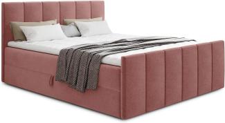 Boxspringbett Star Lux mit Fußteil, 2 Bettkästen und Matratzentopper - Doppelbett mit Topper, Bonell-Matratze, Polsterbett, Bett (Pink (Kronos 29), 140 x 200 cm)