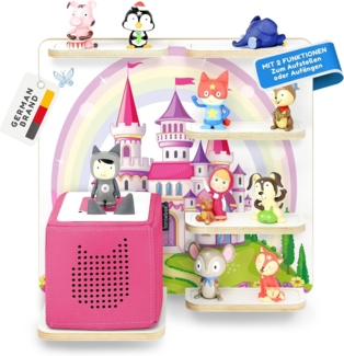 stadtecken Holzregal für Musikbox – Passend für Toniebox & ca. 40 Tonies | Perfekte Aufbewahrung fürs Kinderzimmer | Zum Aufhängen | Erweiterbar (Fantasieschloss)