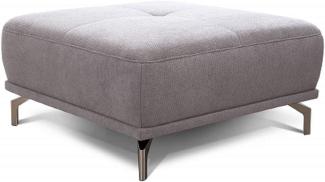 CAVADORE XXL-Hocker Carly / Fußbank fürs Wohnzimmer / Polsterhocker passend zum Ecksofa Carly, 91 x 45 x 91, Webstoff hellgrau