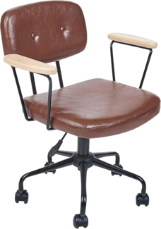 Beliani 'ALGERITA' Bürostuhl drehbar, Kunstleder braun, 77 x 62 x 62 cm