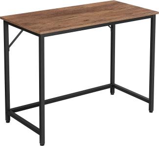 Vasagle Schreibtisch, Computertisch, schmaler Bürotisch, 100 x 50 x 75 cm, Arbeitszimmer, Homeoffice, Büro, einfacher Aufbau, Metall, Industrie-Design, haselnussbraun-schwarz LWD041B03