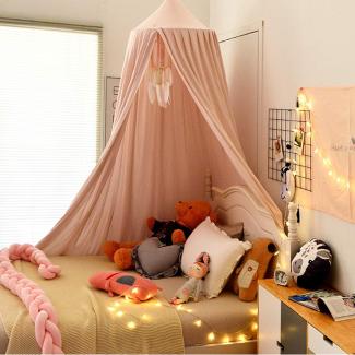 Koomiao Baby Baldachin Betthimmel, Babybett Bettvorhang Hängende Rund Princess Insektennetz Moskitonetz für Kinderzimmer und Spielzimmer Dekoration, Höhe 250cm (Pink-1)