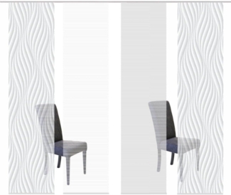 Vision S Schiebegardine 4ER SET WAVE (4 St), Paneelwagen, halbtransparent, HxB: 260x60, Schiebevorhang 4er Set Digitaldruck