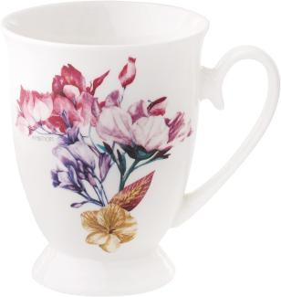 AMBITION Porzelan Becher Garden 300 ml Blume Trinkbecher Porzellanbecher Teebecher Kaffeebecher, weiß, violett, Mehrfarbig, gelb