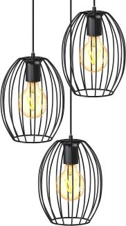 B.K.Licht LED Pendelleuchte 3-flammige E27 296x1390 mm schwarz - BKL1462, ohne Leuchtmittel, Deckenleuchte 60W 3-flammig Vintage