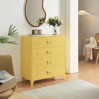 Metallschrank Hämeenlinna mit 4 Schubladen 80x40x92 cm Gelb [en. casa]