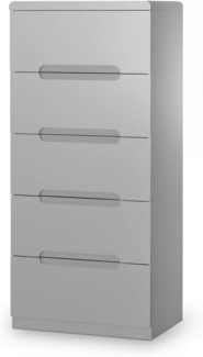 Julian Bowen Manhattan schmale Kommode mit 5 Schubladen, grau