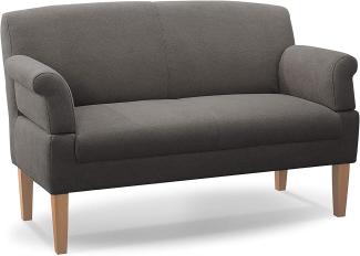 CAVADORE 2-Sitzer Küchensofa Malm, inkl. Armteilverstellung, Leichte Fleckentfernung dank Soft Clean, 152 x 97 x 78, Flachgewebe: grau