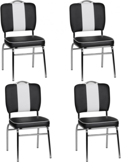 4er Set Esszimmerstühle KING American Diner 50er Jahre Retro schwarz/weiß