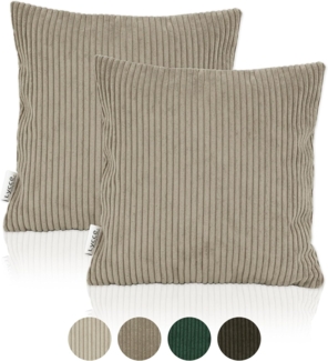 Lycce Dekokissen Kissenbezug 2er Set CORD Stoff (40 x 40 cm) mit Reißverschluß