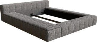 Polsterbettgestell Espazio 140x200 cm Bouclé Silbergrau mit Stauraum